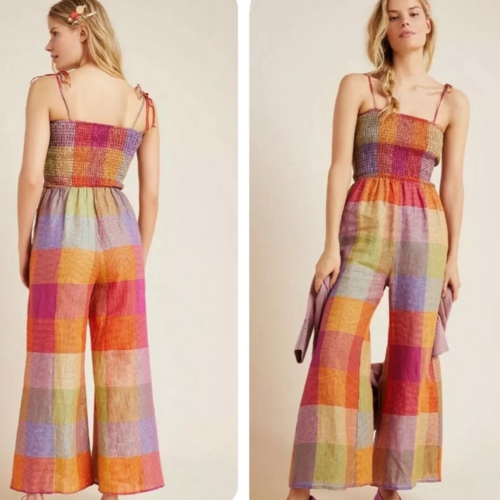 Anthropologie Multicolor Plaid Jumpsuit